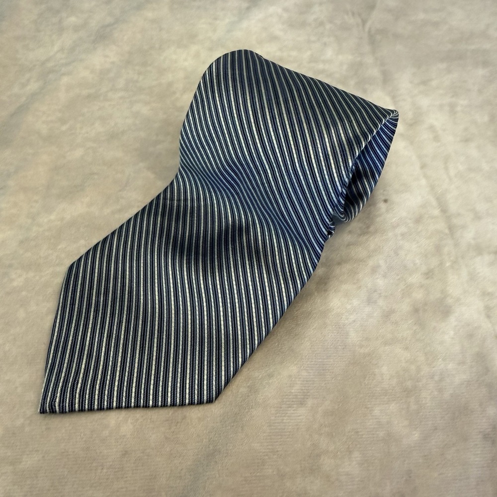 100% Silk Repp Tie Striped‎ Navy Blue Axcess Men's